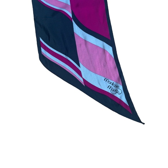 Monique Martin colour block scarf vintage blue pink spring elegant - Picture 3 of 4